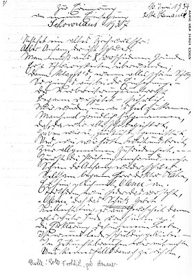 Handgeschriebene Seite des Gedichts von Anneliese Friedlein