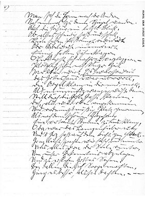 Handgeschriebene Seite des Gedichts von Anneliese Friedlein